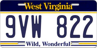WV license plate 9VW822