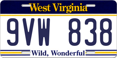 WV license plate 9VW838
