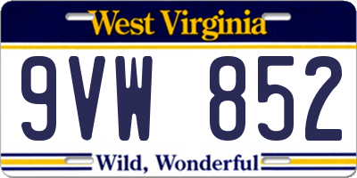 WV license plate 9VW852