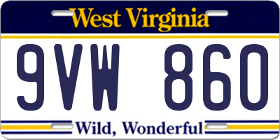 WV license plate 9VW860