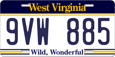 WV license plate 9VW885