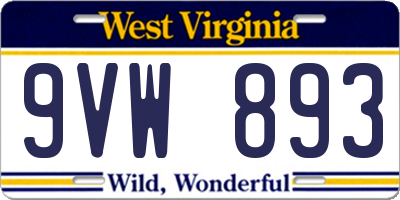 WV license plate 9VW893