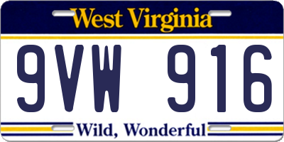 WV license plate 9VW916