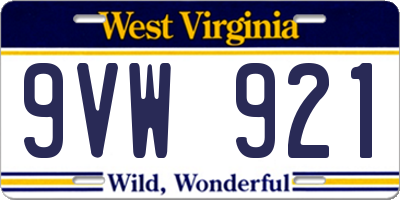 WV license plate 9VW921