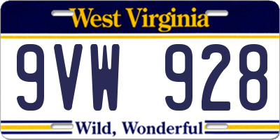 WV license plate 9VW928
