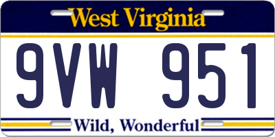 WV license plate 9VW951