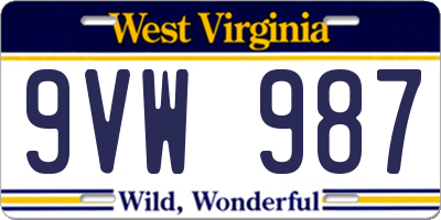 WV license plate 9VW987
