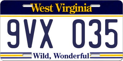 WV license plate 9VX035
