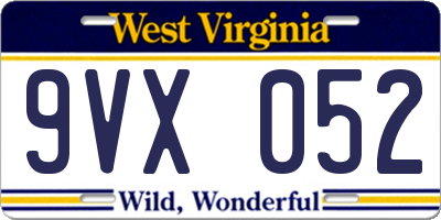 WV license plate 9VX052