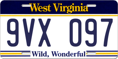 WV license plate 9VX097