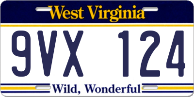 WV license plate 9VX124