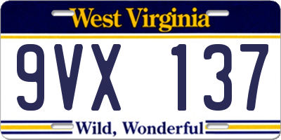 WV license plate 9VX137