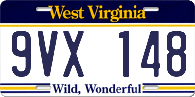 WV license plate 9VX148