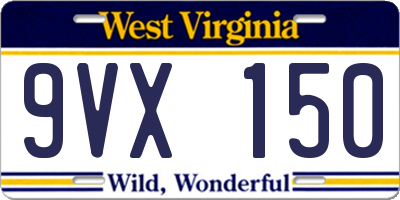 WV license plate 9VX150