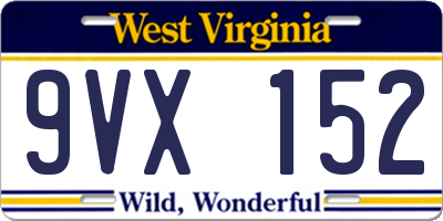WV license plate 9VX152