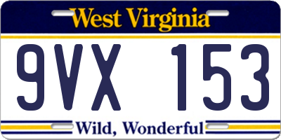 WV license plate 9VX153
