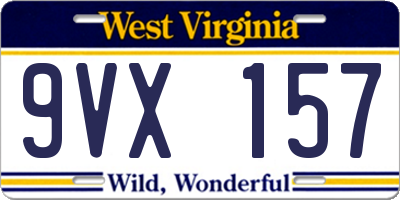 WV license plate 9VX157
