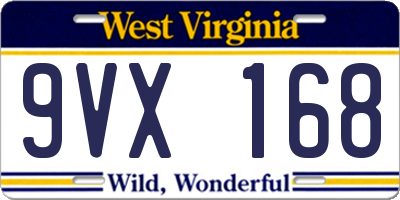 WV license plate 9VX168