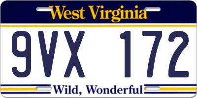 WV license plate 9VX172