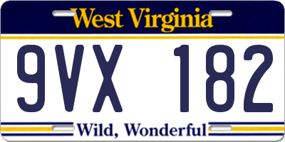 WV license plate 9VX182