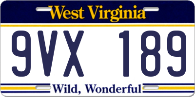 WV license plate 9VX189