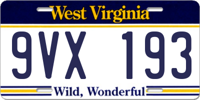 WV license plate 9VX193