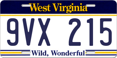 WV license plate 9VX215