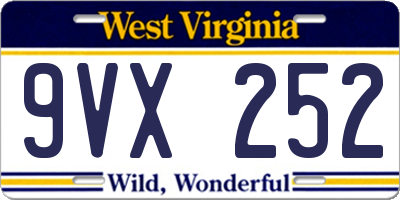 WV license plate 9VX252