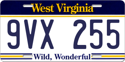 WV license plate 9VX255