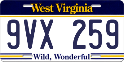 WV license plate 9VX259