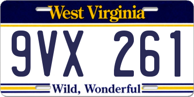 WV license plate 9VX261