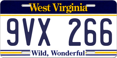WV license plate 9VX266