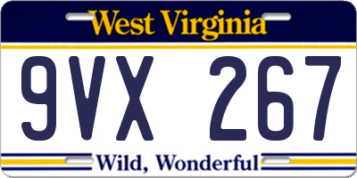 WV license plate 9VX267