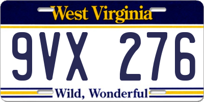 WV license plate 9VX276