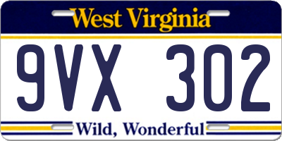 WV license plate 9VX302