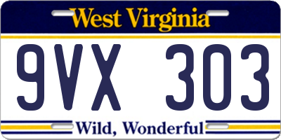 WV license plate 9VX303