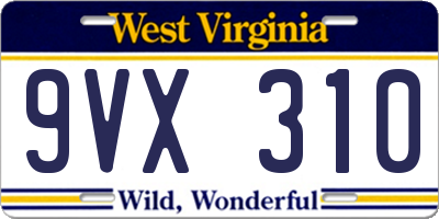 WV license plate 9VX310