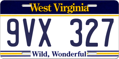WV license plate 9VX327
