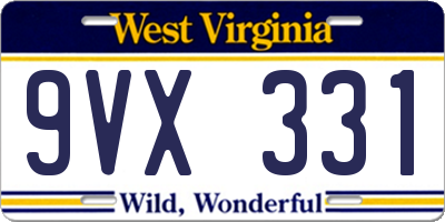 WV license plate 9VX331