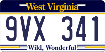WV license plate 9VX341