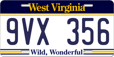 WV license plate 9VX356