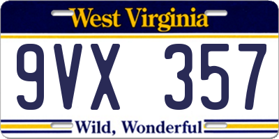 WV license plate 9VX357