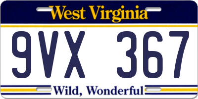 WV license plate 9VX367