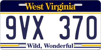 WV license plate 9VX370