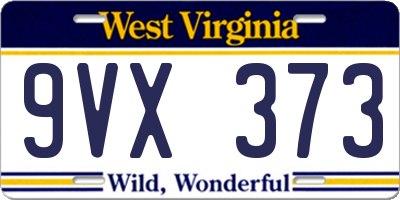 WV license plate 9VX373