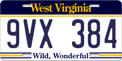 WV license plate 9VX384