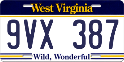 WV license plate 9VX387