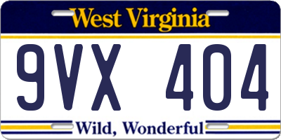 WV license plate 9VX404