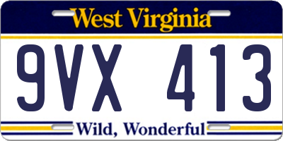 WV license plate 9VX413