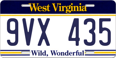 WV license plate 9VX435
